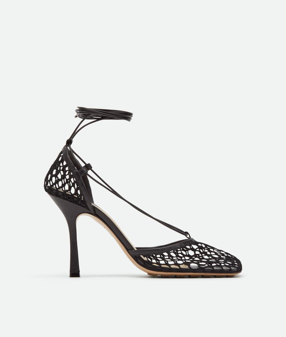 Bottega Veneta Black Mesh Wrap Tie Heels Womens EU 40.5